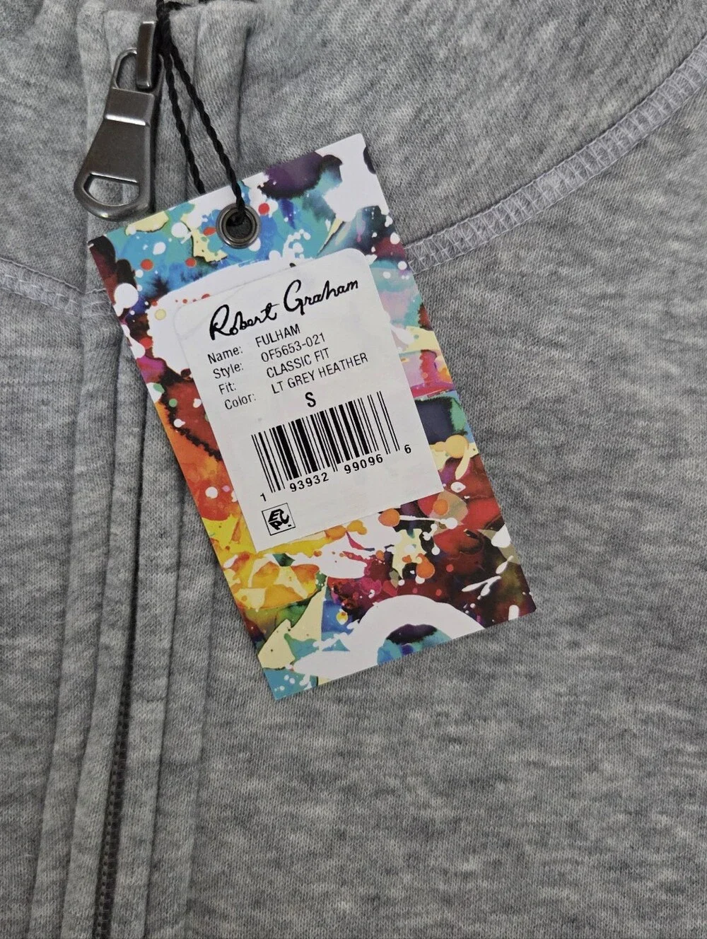 Robert Graham Heather Gray Quarter-Zip Pullover, Size Small Nwt